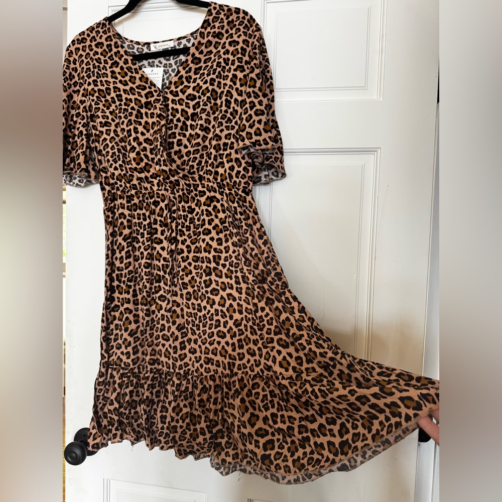 Leopard Print Ruffle Dress - Picture 3 of 6